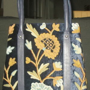 Crewel Tree of life Golds on Black Tote