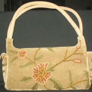 Crewel Handbag Warsi Coral Brown Cotton Velvet