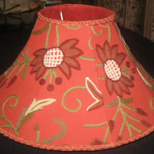 Crewel Lamp Shade Marigold Red Cotton Duck