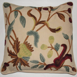 Crewel Pillow Alissa Cream Cotton Duck (18×18)
