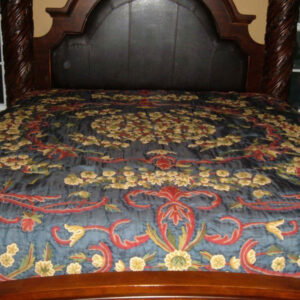 Crewel Pillow Art Nouveau Navy Blue Silk Organza Standard