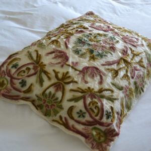 Crewel Pillow Art Nouveau Classic White Silk Organza20x26