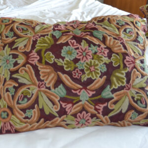 Crewel Pillow Art Nouveau Light Vermilion Silk Organza Standard