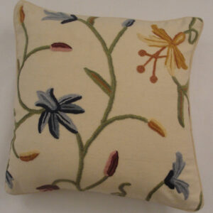 Crewel Pillow Butterfly Off White Natural Cotton