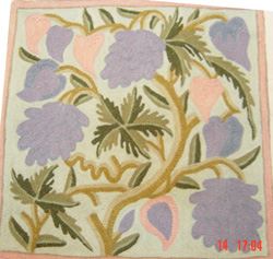Crewel Pillow Canterbury Bells Purple Cotton Duck