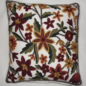Crewel Pillow Cara Multi Cotton Duck