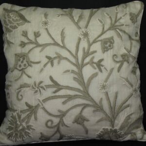 Crewel Pillow Cantor Natural Silk Organza