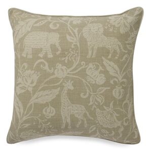Crewel Pillow Colonial Safari Natural Linen