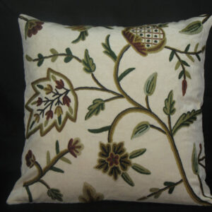 Crewel Pillow Delphinium White Velvet