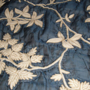 Crewel Pillow Euro Sham Starry Night Deep Blue Silk Organza