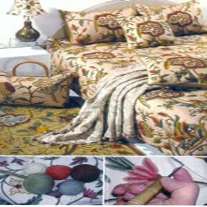 Crewel Pillow Euro Sham Lotus Peach Puff  Silk Organza