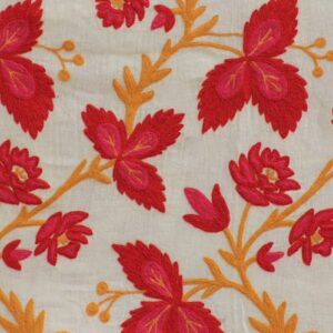 Crewel Pillow Euphorbia- Lucinda Multi Color on Off White cotton