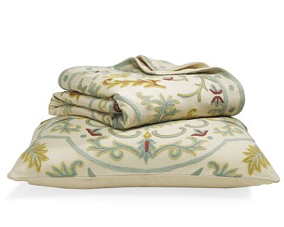 Crewel Pillow Euro Medallion Sweetpine Cotton Duck