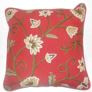 Crewel Pillow Grapes Dreams Exotic Red Cotton Duck