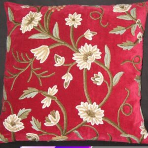 Crewel Pillow Grapes Dreams Red Velvet -14×14