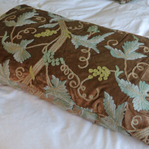 Crewel Pillow Grapevine Olive Cotton Viscose Velvet King Sham