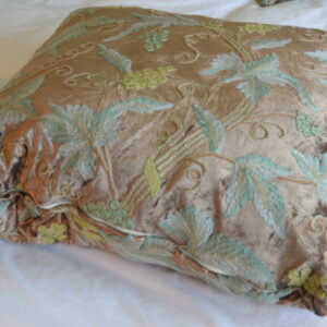Crewel Pillow Grapevine Olive Cotton Viscose Velvet Euro Sham26x26