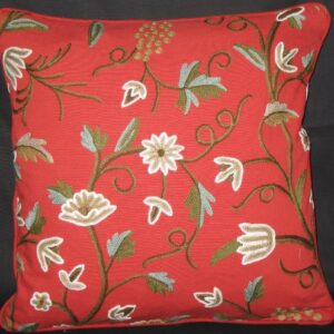 Crewel Pillow Grapes Exotic Red Cotton