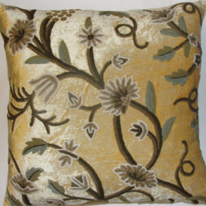 Crewel Pillow Grapes Peruvian Gold Cotton Viscose Velvet