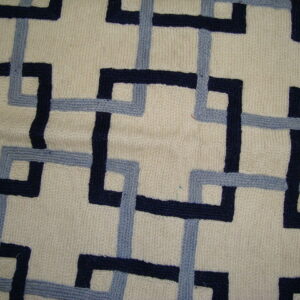 Crewel Pillow Interlaced Squares Bright  Blues on Black Cotton Duck