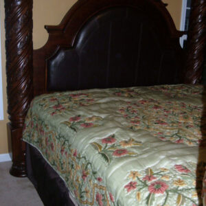 Crewel Pillow King Shams Art Nouveau Pistachio Silk Organza
