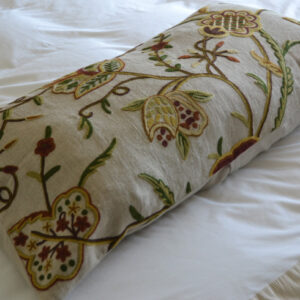 Crewel Pillow King Shams Lotus Natural Brown Club Linen