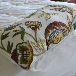 Crewel Pillow King Sham Atherton Multi Color Cotton Duck