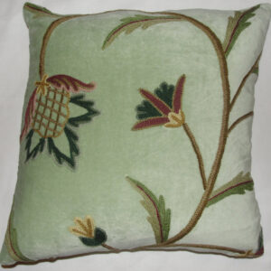 Crewel Pillow Lizzie Pistachio Cotton Velvet