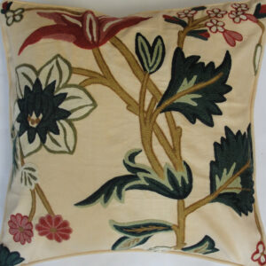 Crewel Pillow Lily Cream Cotton