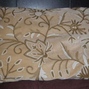Crewel Pillow Marigold Tan Brown Cotton Velvet-20×26