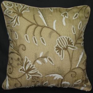 Crewel Pillow Marigold Sage Green Organza