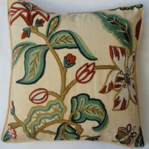 Crewel Pillow Mariposa Cream Cotton