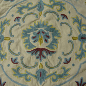 Crewel Pillow Medallion Yellow Cotton Duck