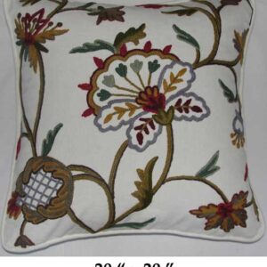 Crewel Pillow Miranda Light Multicolor on Off White Cotton-20×20