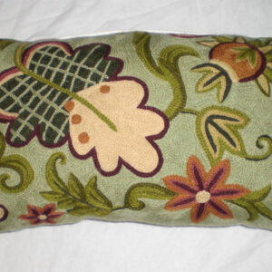 Crewel Pillow Mini Green on Pistachio Cotton Duck