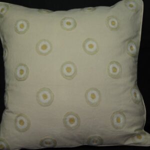Crewel Pillow Polka Dot Beige Cotton