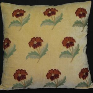 Crewel Pillow Roses Gold Velvet