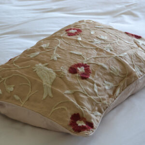 Crewel Pillow Sham Snow Bird Raw Silk Organza Standard (20×26)