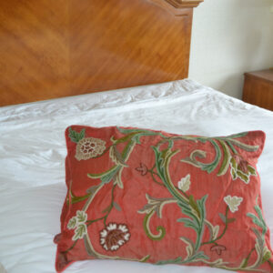 Crewel Pillow Sham Curve East Orange Silk Organza