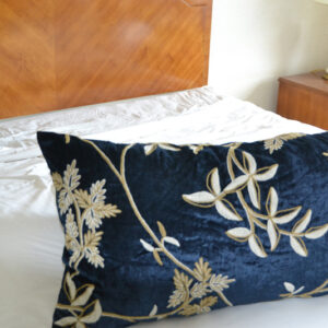 Crewel Pillow Sham Starry Night Royal Mint Blue Cotton Viscose Velvet