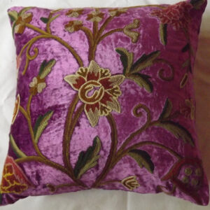 Crewel Pillow Sham Tree of Life Bright Energy Purple Cotton Viscose Velvet