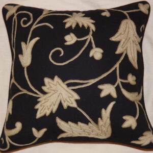 Crewel Pillow Sham Orpheus Neutrals on Black Grapes Cotton Duck