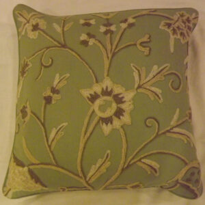 Crewel Pillow Sham Tree of Life Neutrals on Tea Green Cotton Duck