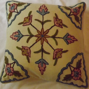 Crewel Pillow Sham Dreamy Flowers Sweet Pine Cotton Duck