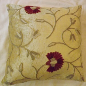 Crewel Pillow Sham Random Flowers Bright Hay Gold Cotton Viscose Velvet