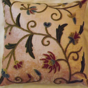 Crewel Pillow Sham Tech Bright Rose Pink Cotton Viscose Velvet