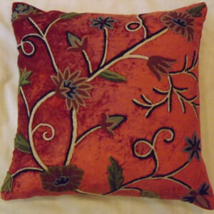 Crewel Pillow Sham Susan Bright Terracotta Cotton Viscose Velvet