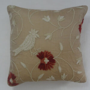 Crewel Pillow Snowbird Raw Silk Organza