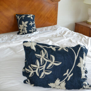 Crewel Pillow Starry Night Deep Blue Silk Organza