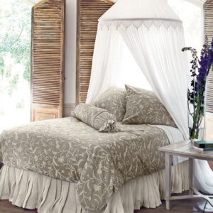 Crewel Pillow Tech Natural Brown Linen